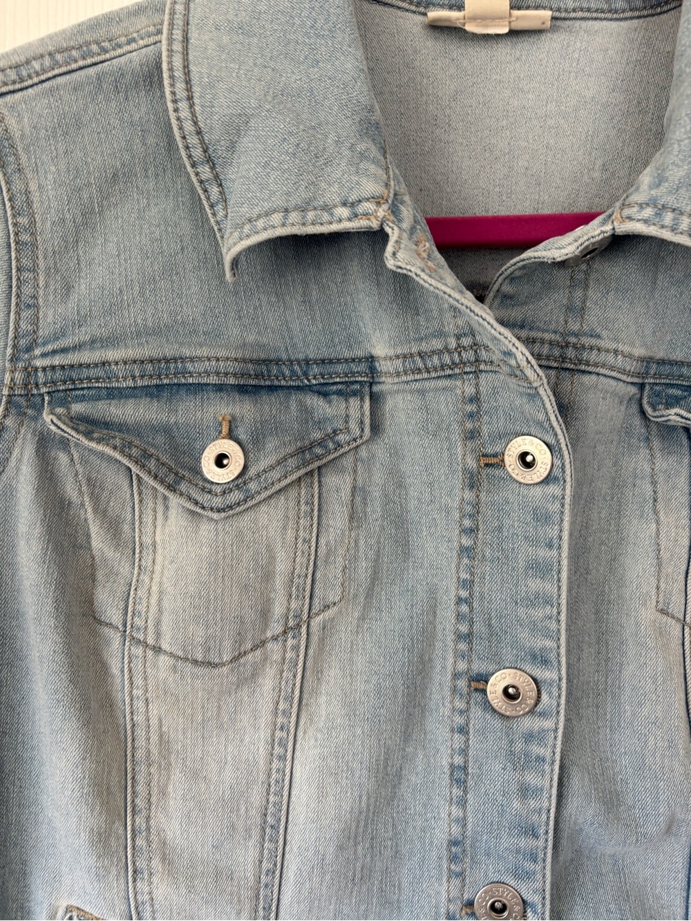 Style & Co XL Upcycled Light Wash Denim Jacket Americana Floral Truck Appliqué - Picture 7 of 11